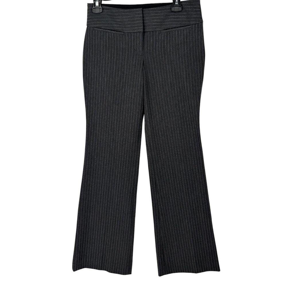 Vintage Y2K Express Editor Low Rise Pants Size 2 Pinstripe Gray Stretch
